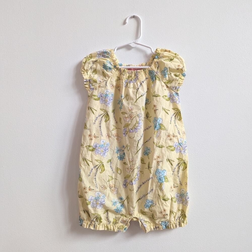 Vtg Gymboree Bubble Romper 2T Girls Yellow Floral Dainty Cottagecore